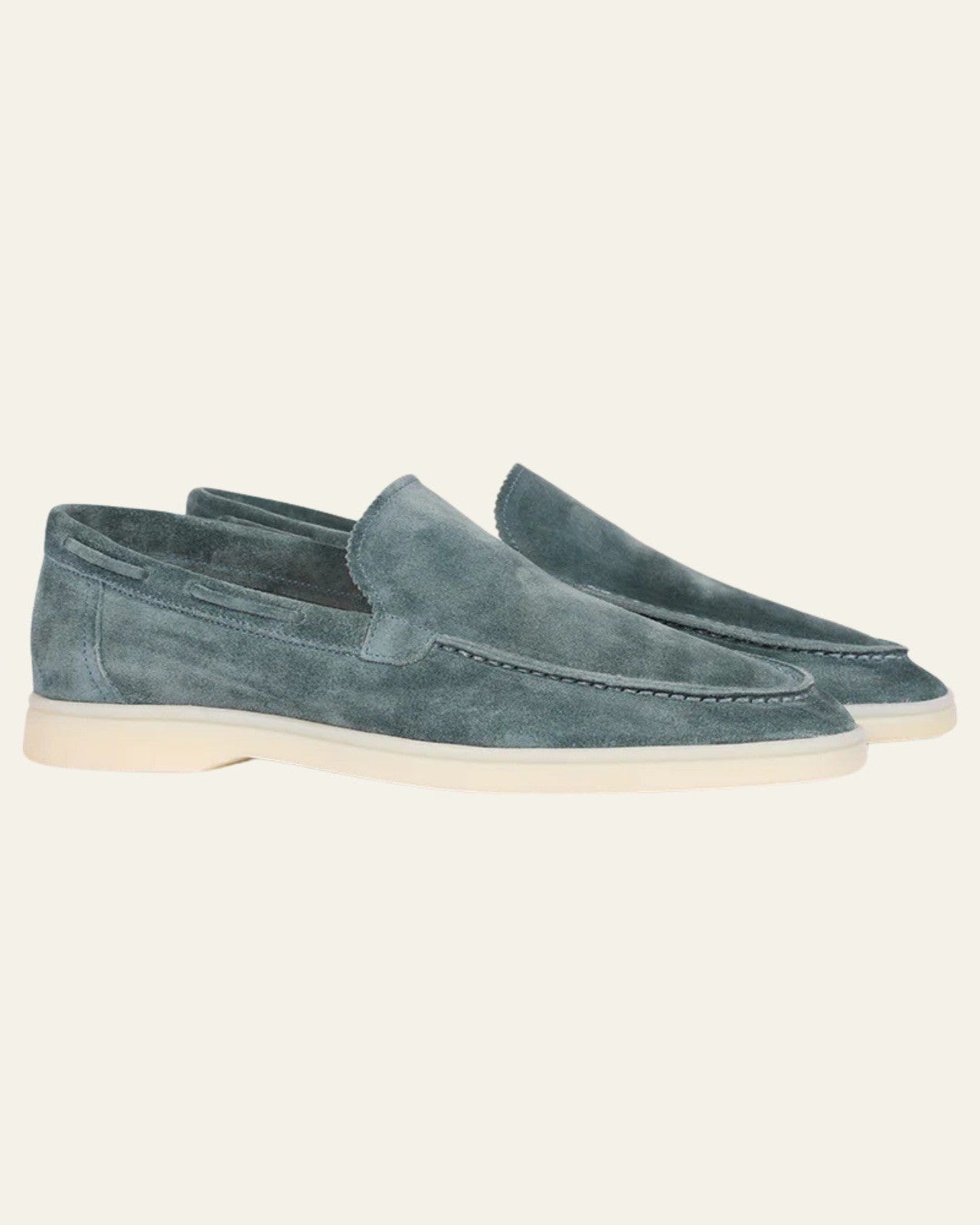 Aurazio Mocassino da yacht in suede vegano petrol da uomo