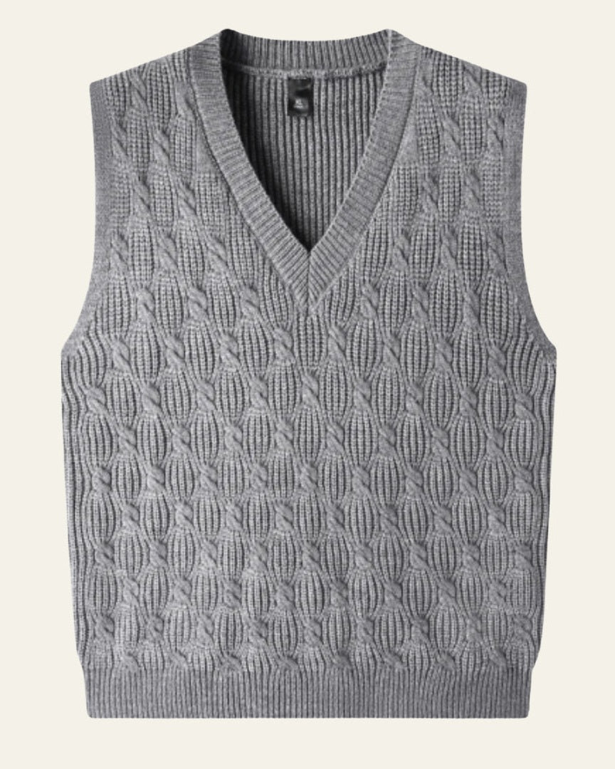 Aurazio Gilet di maglia a coste con scollo a V da uomo