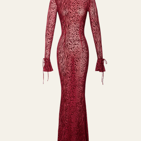 Aurazio Abito Lungo con Stampa Animale per Donne