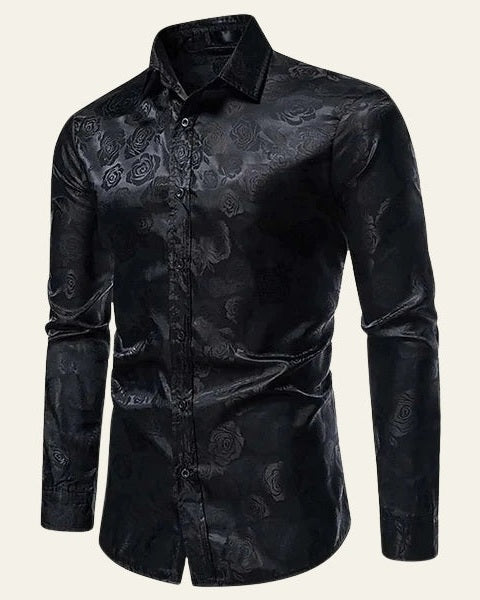 Camicia Uomo Lucida Motivo Floreale Jacquard Elegante