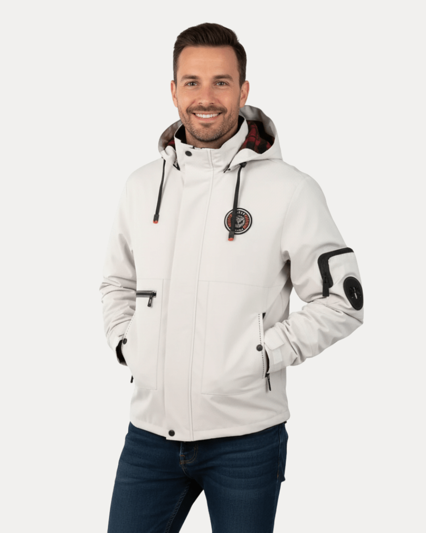 Aurazio Giacca Uomo Softshell Stile Urbano Antivento Resistente All Weather Con Zip