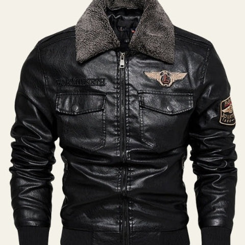 Aurazio Giacca Aviator in Pelle Vegana da uomo