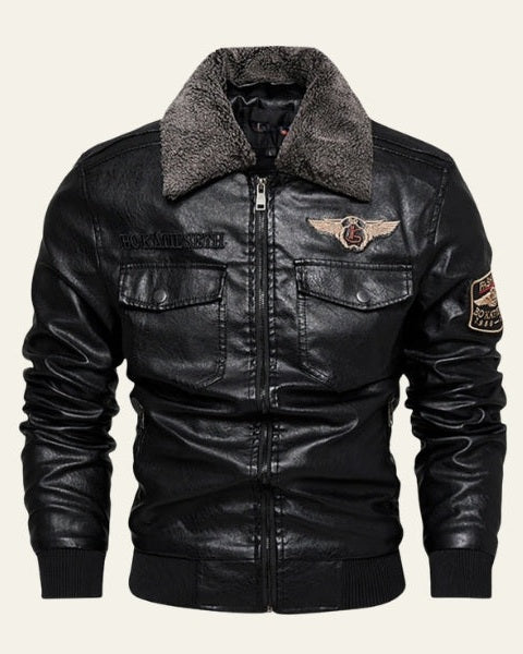 Aurazio Giacca Aviator in Pelle Vegana da uomo