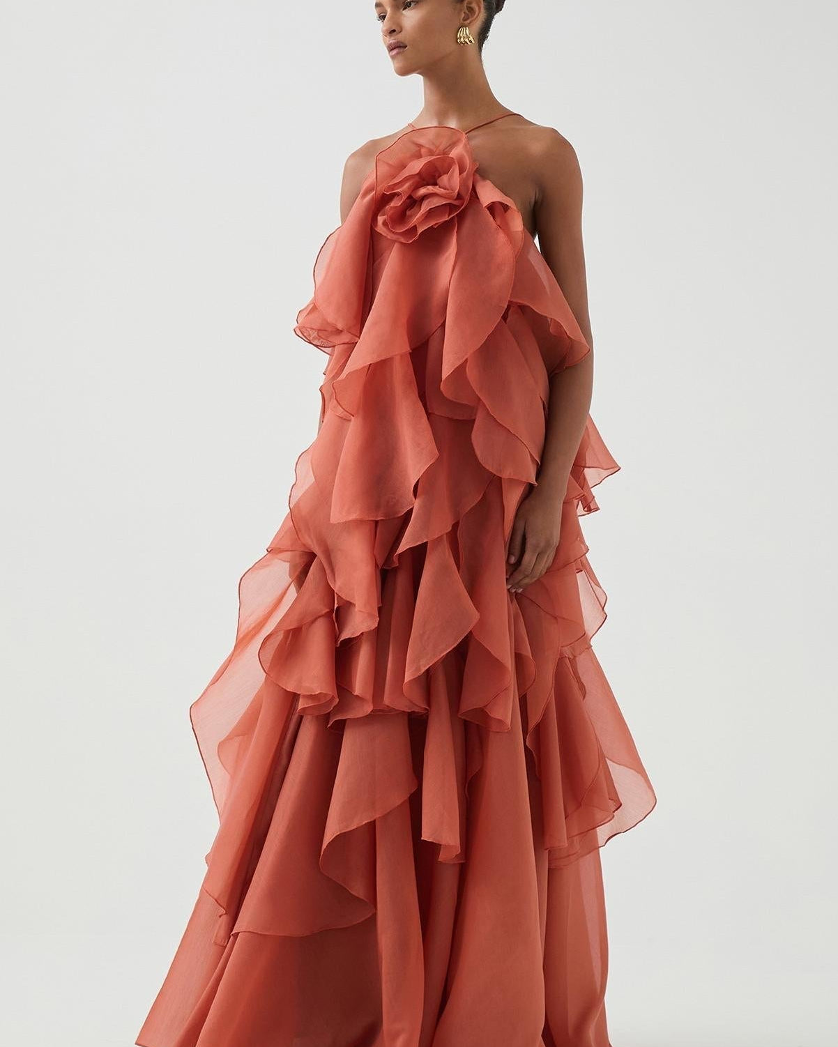 Aurazio Vestito Maxi con Fiore Frontale da Donna