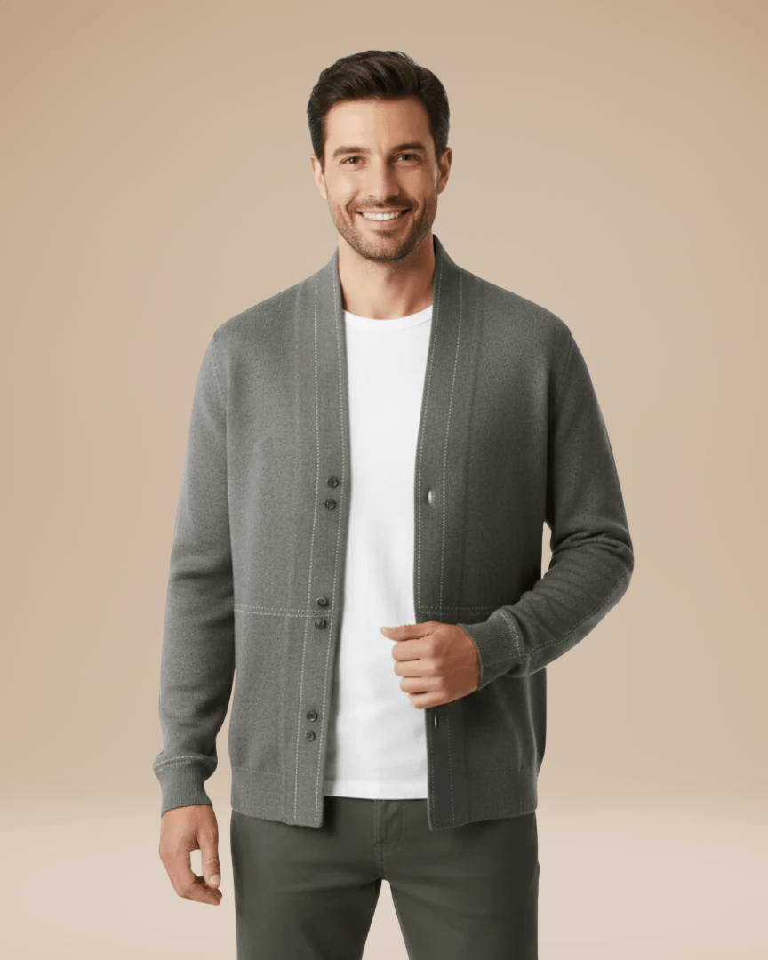 Aurazio Cardigan Uomo Leggero Maglia Fine In Cotone Morbido Versatile E Caldo Per Strati