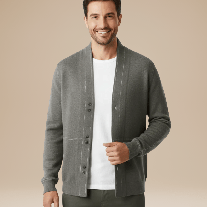 Aurazio Cardigan Uomo Leggero Maglia Fine In Cotone Morbido Versatile E Caldo Per Strati