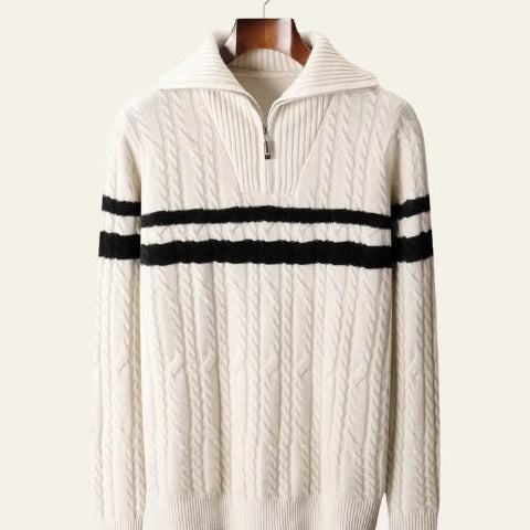 Aurazio Maglione in lana merino con zip a metà da uomo