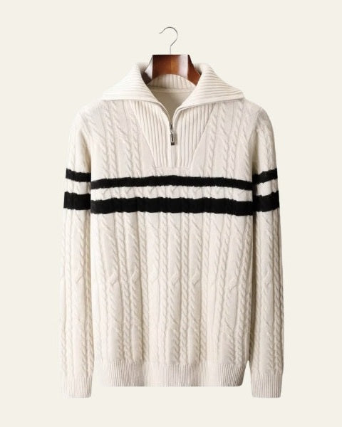 Aurazio Maglione in lana merino con zip a metà da uomo