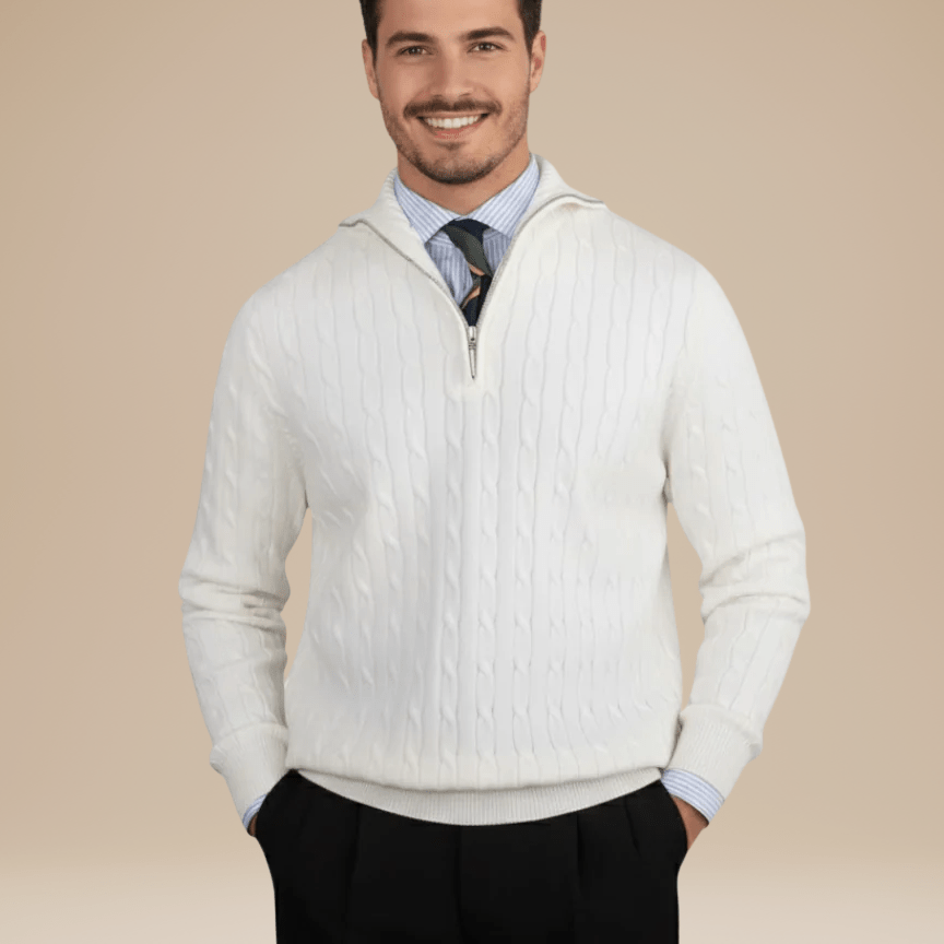 Aurazio Maglione Uomo Treccia Elegante In Misto Lana Caldo Texture Raffinata E Comfort Assoluto