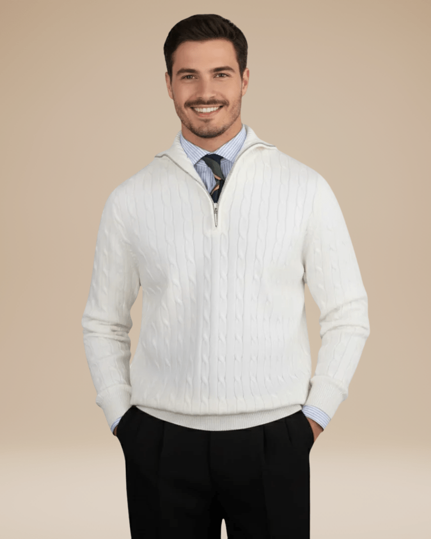 Aurazio Maglione Uomo Treccia Elegante In Misto Lana Caldo Texture Raffinata E Comfort Assoluto