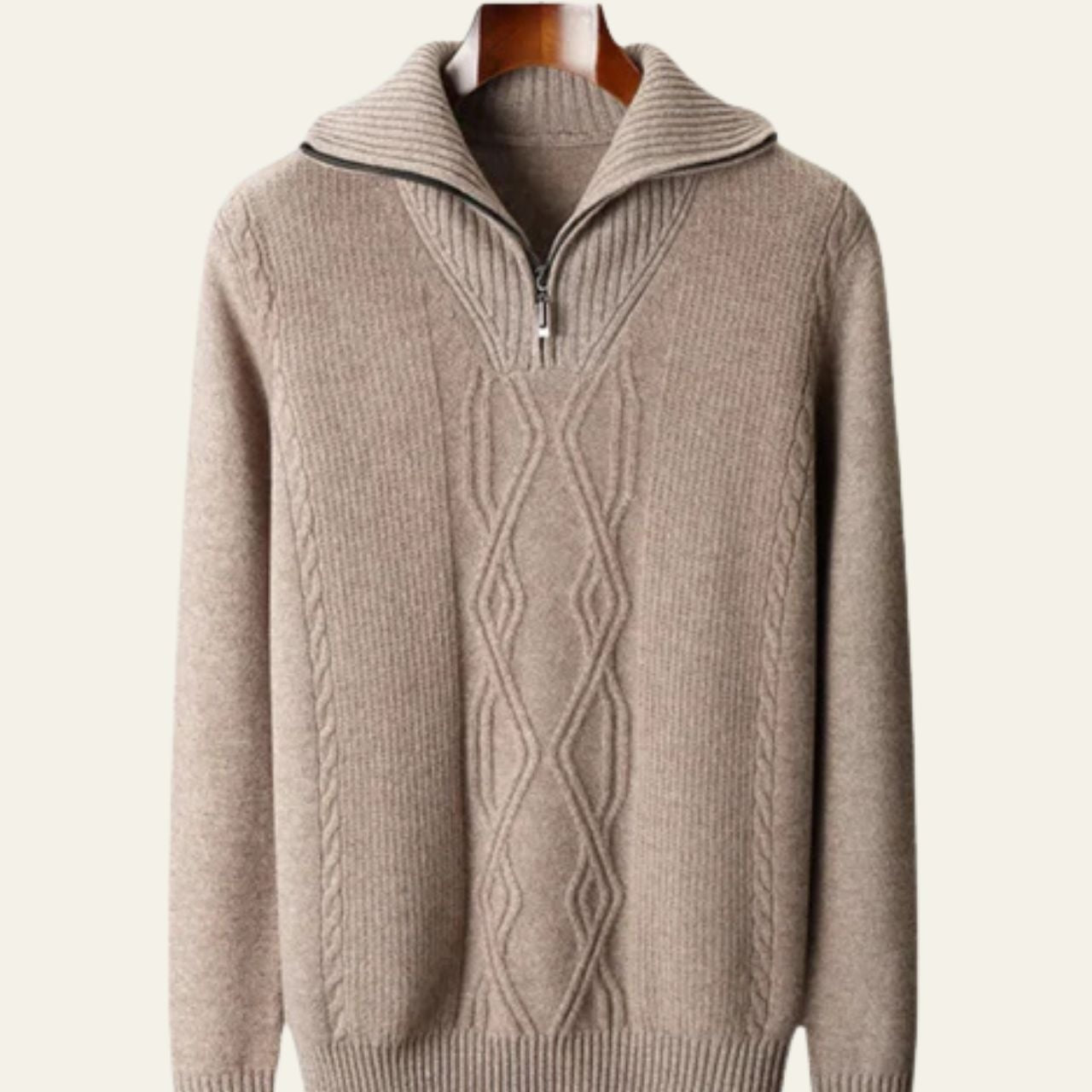 Aurazio Maglione in Lana Merino Extrafine con Zip a 1/4 da uomo