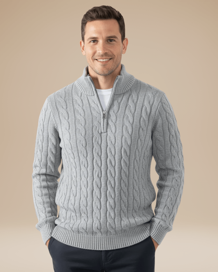 Aurazio Maglione A Treccia Con Mezza Zip Unisex Comfort E Stile Per Ogni Occasione