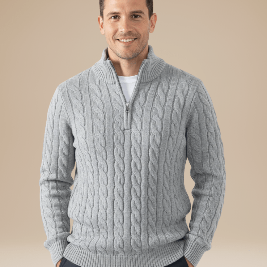 Aurazio Maglione A Treccia Con Mezza Zip Unisex Comfort E Stile Per Ogni Occasione