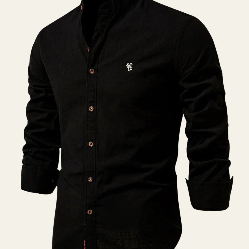 Camicia Uomo Collo a Banda Soft Weave Leggera Comoda