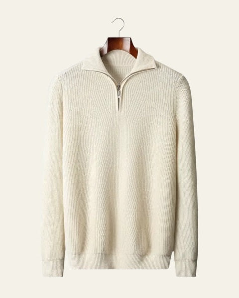 Aurazio Maglione in lana merino con zip da uomo