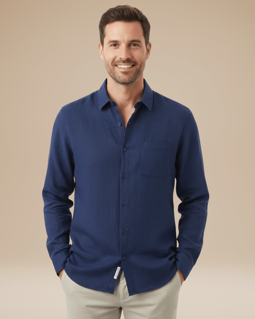 Aurazio Camicia Uomo Maniche Lunghe Leggera Traspirante