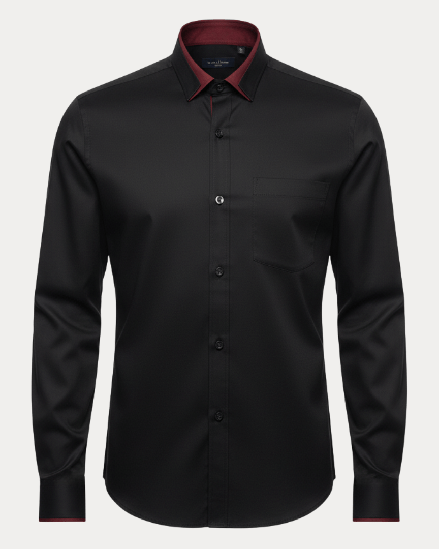 Aurazio Camicia Elegante Uomo Dettagli A Contrasto Colletto