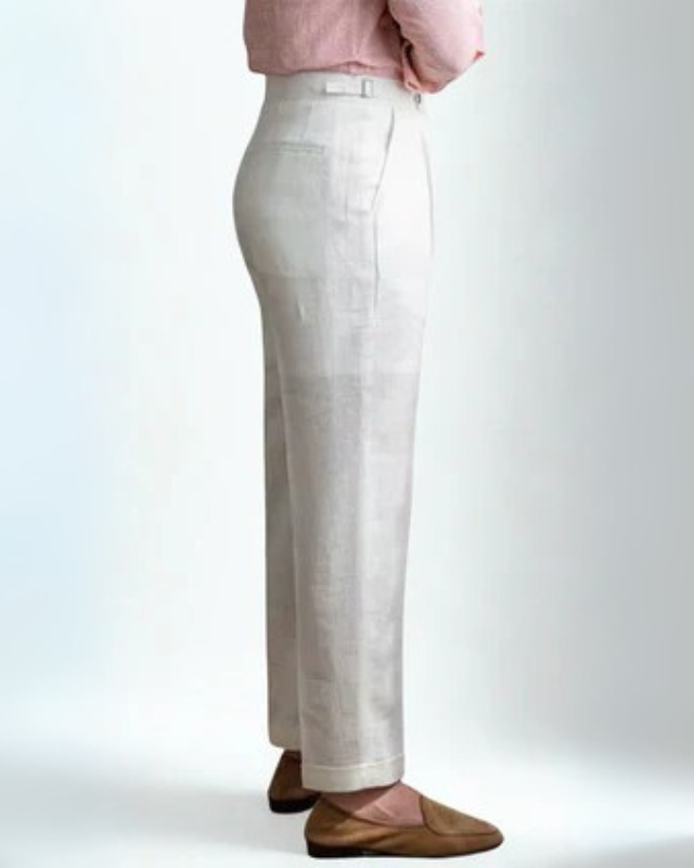 Aurazio Pantaloni di lino a pieghe da uomo