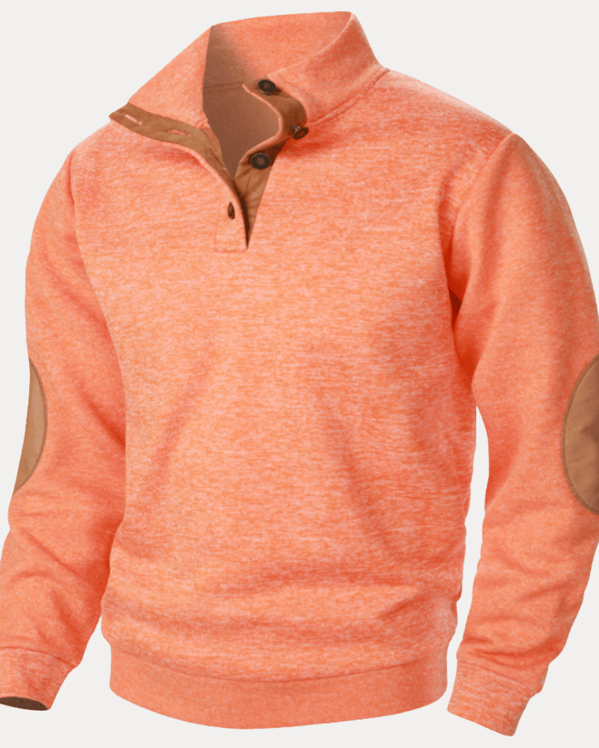 Aurazio Maglione Uomo Con Toppe Gomiti Caldo Morbido Collo Mock Versatile Stile Moderno