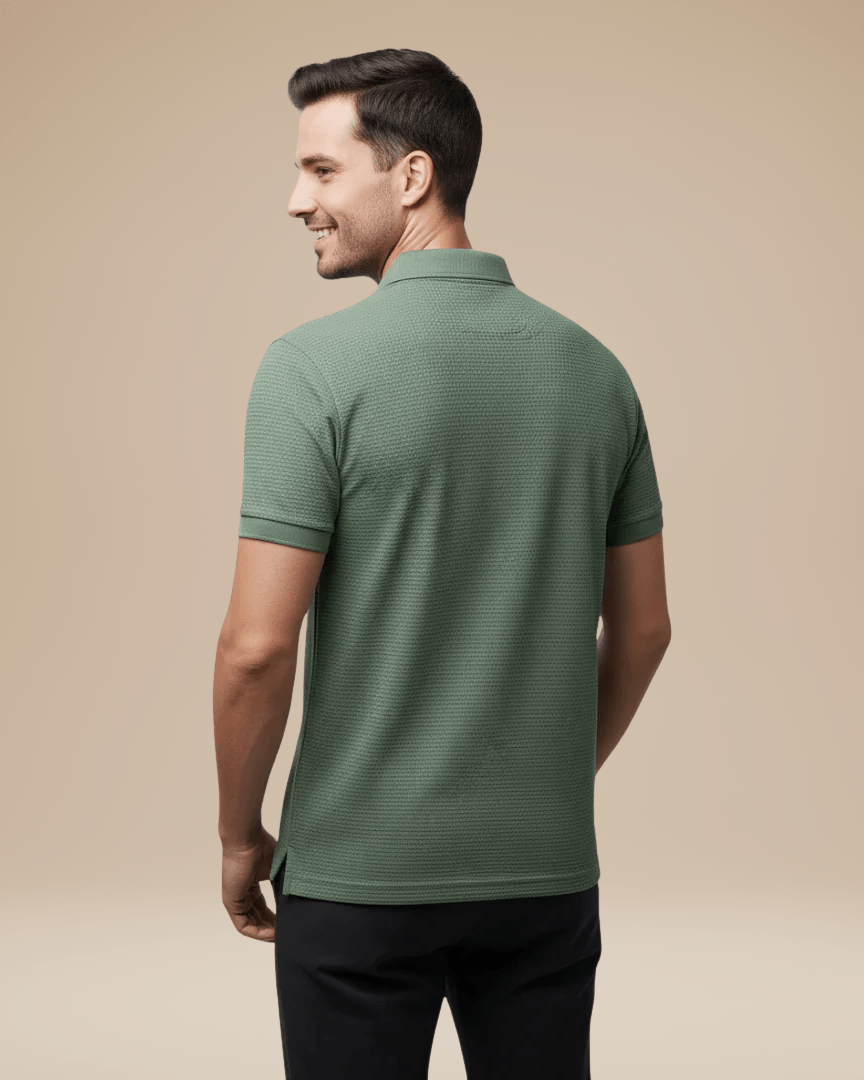 Aurazio Polo Uomo Elegante Stile Italiano Classico In Nido Ape Tessuto Traspirante Comfort