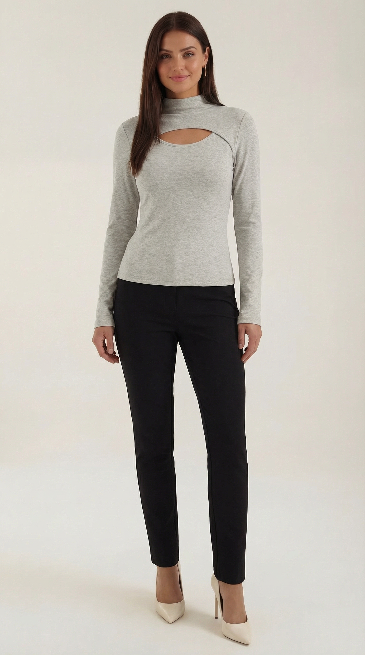 Aurazio Maglia a Maniche Lunghe con Tagli da Donna