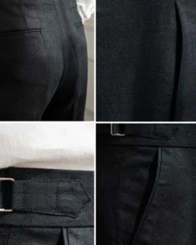 Aurazio Pantaloni in lino a pieghe da uomo