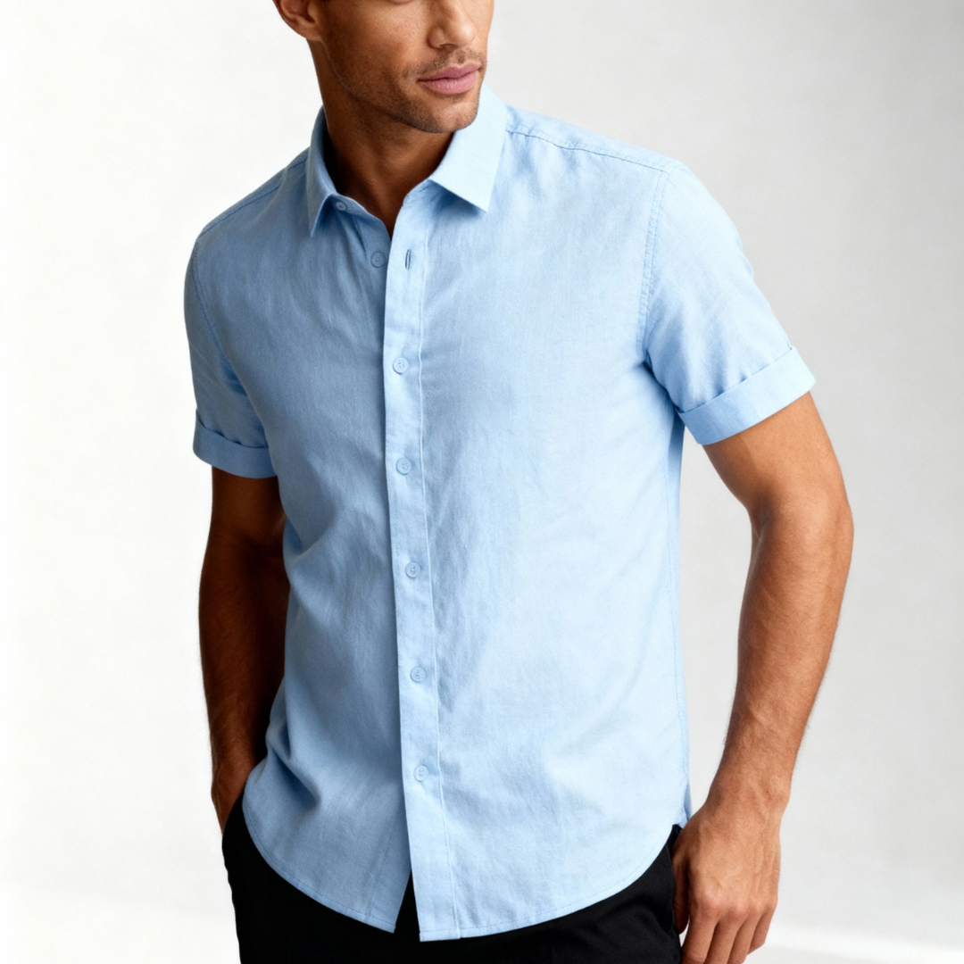 Camicia Uomo Maniche Corte Riviera Leggera Sobria Informale