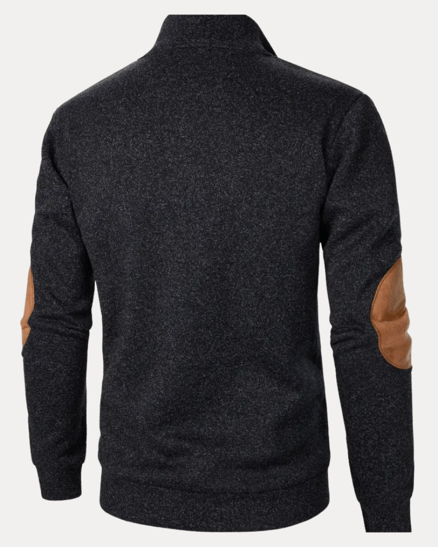 Aurazio Maglione Uomo Con Toppe Gomiti Caldo Morbido Collo Mock Versatile Stile Moderno