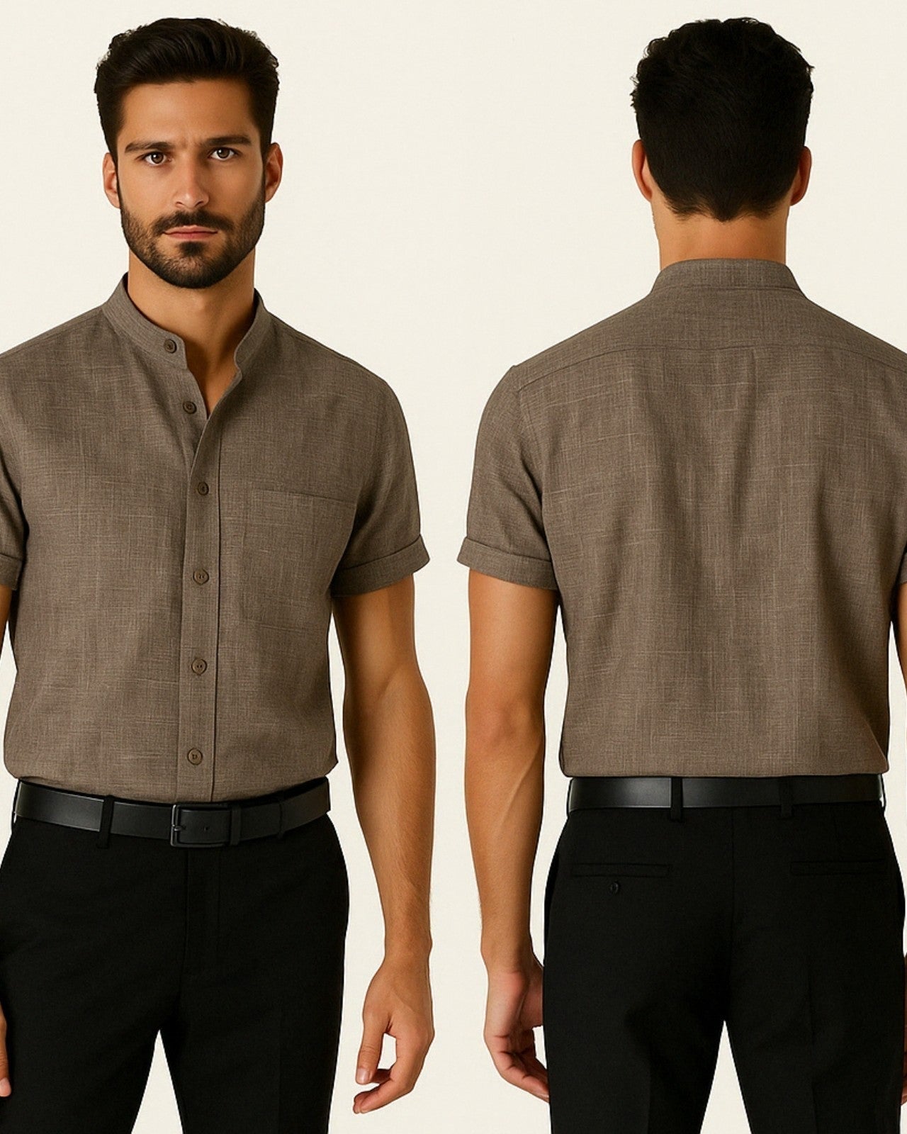 Aurazio Camicia da Club in Poliestere Lino da Uomo