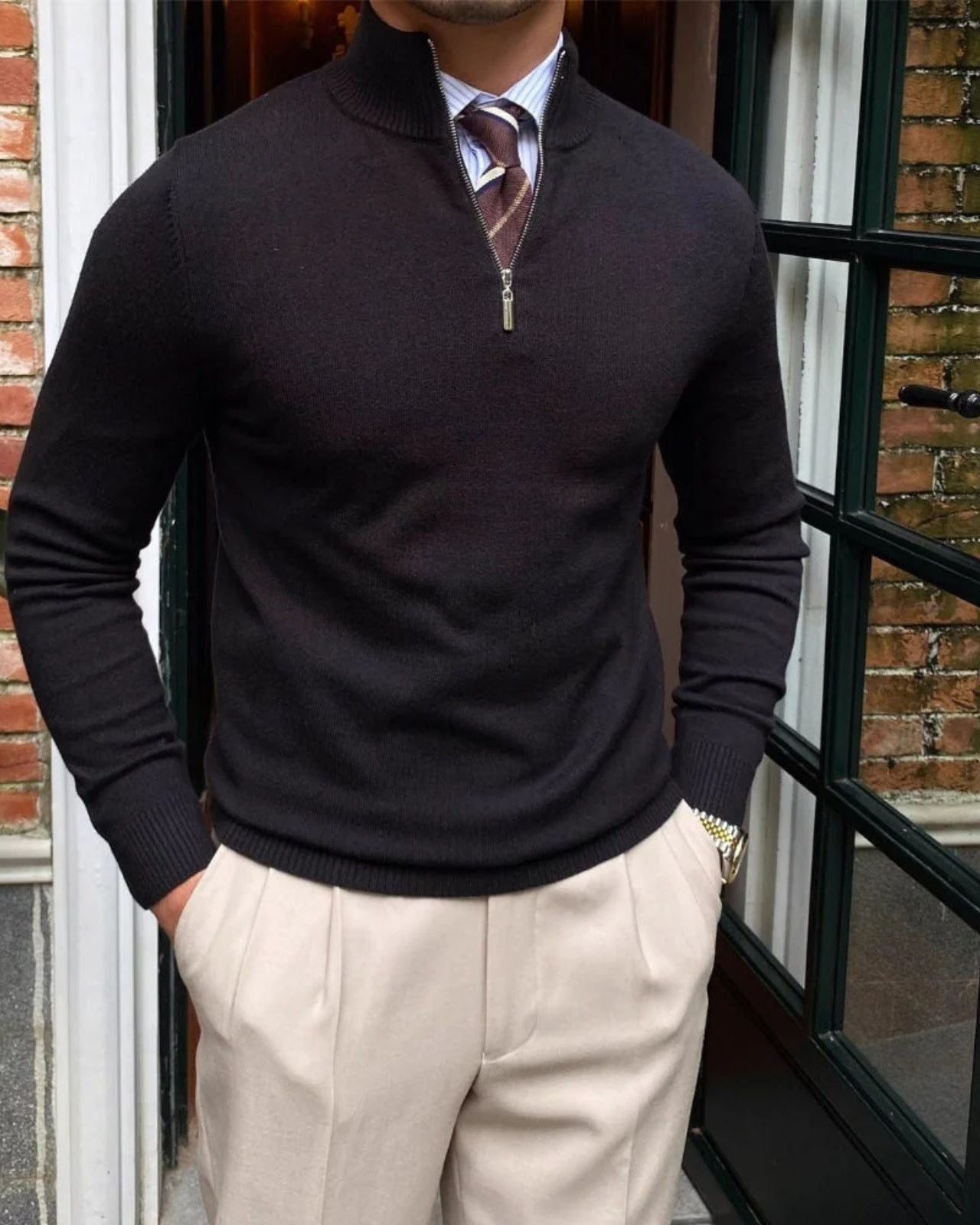 Aurazio Maglione con Collo Alto e Zip Parziale da uomo