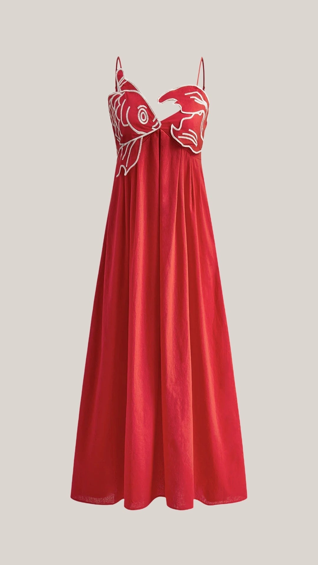 Abito Lungo Donna Ricamato Boho Spalline Sottili Fluido