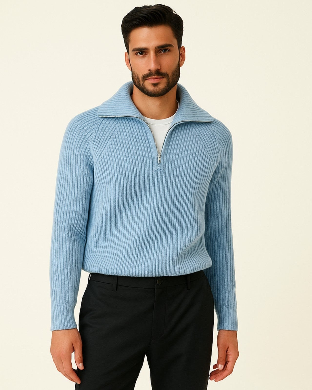 Aurazio Maglione con zip a metà torace da uomo