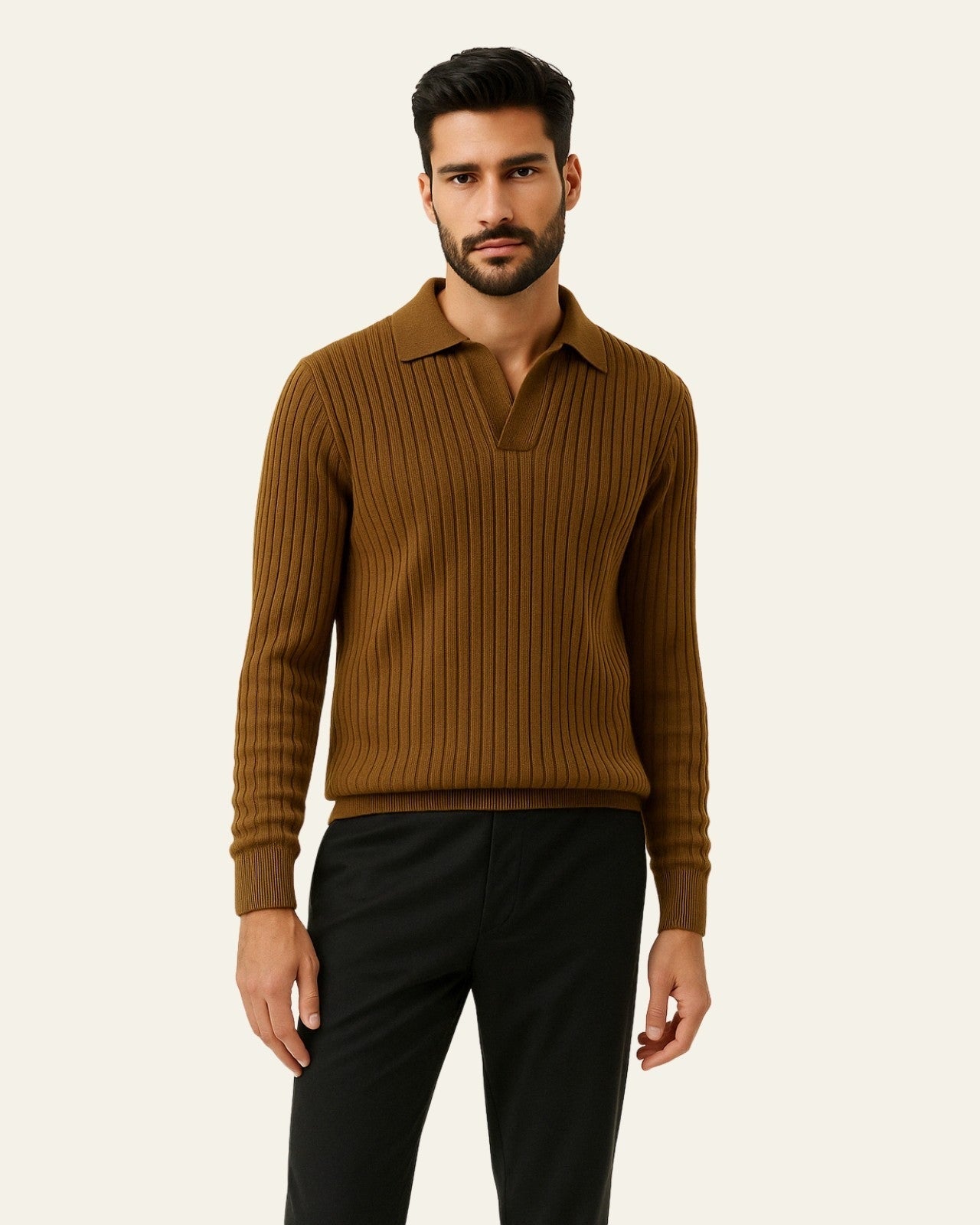 Aurazio Polo in maglia a coste in misto lana per uomo