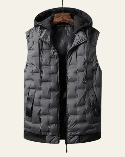 Aurazio Gilet Trapuntato Con Cappuccio Per Uomo