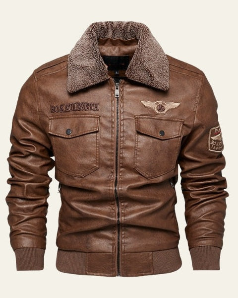 Aurazio Giacca Aviator in Pelle Vegana da uomo