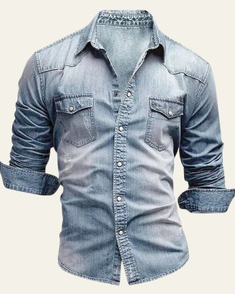 Camicia Uomo in Jeans Classica Denim Lavato Robusta