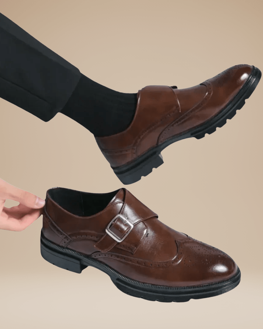 Aurazio Monk Strap Uomo Elegante Scarpe In Pelle Liscia Chiusura A Fibbia Singola Regolabile