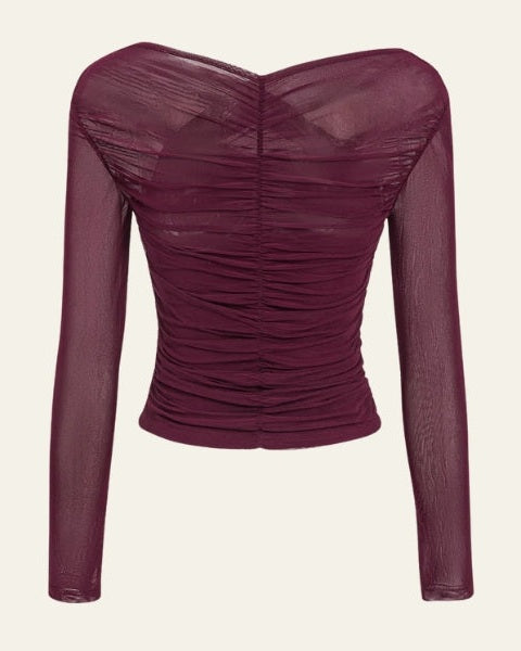 Top Donna Elegante Avvolgente in Rete Mesh Elastico Raffinato