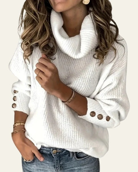 Aurazio Maglione a collo alto con bottoni da donna