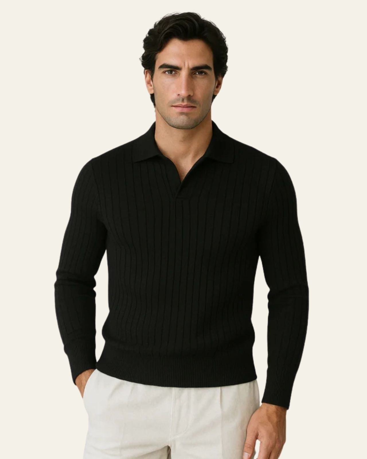 Aurazio Polo in maglia a coste aderente da uomo