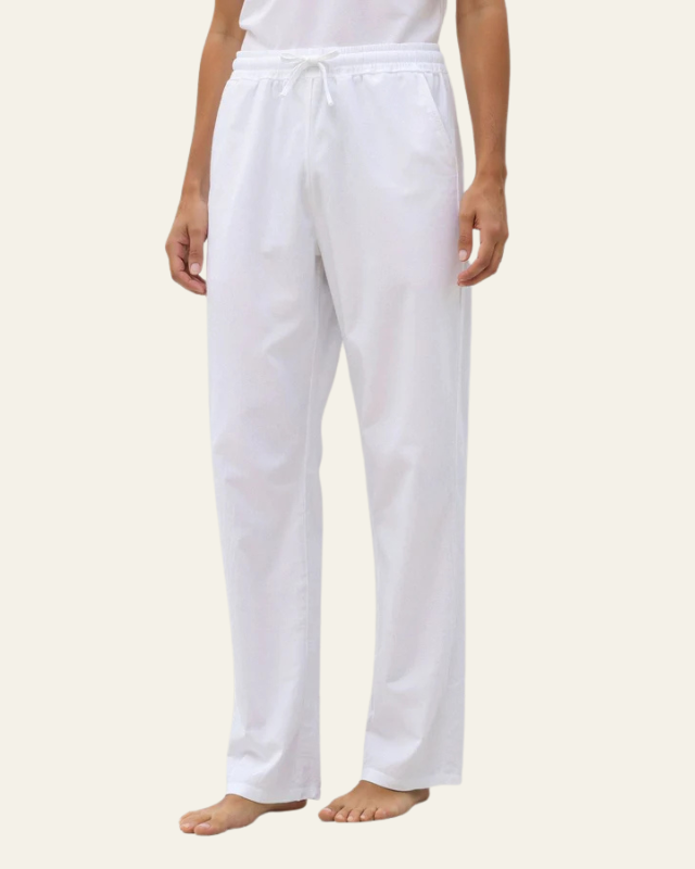 Aurazio Pantaloni in cotone-lino con coulisse da uomo