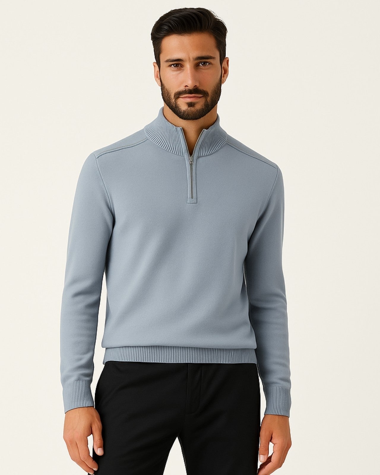 Aurazio Maglione di lana con zip parziale da uomo