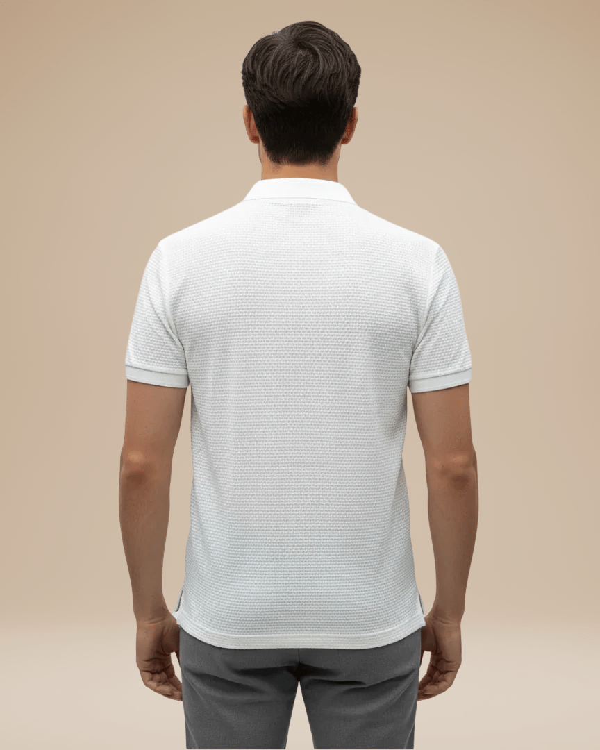 Aurazio Polo Uomo Elegante Stile Italiano Classico In Nido Ape Tessuto Traspirante Comfort