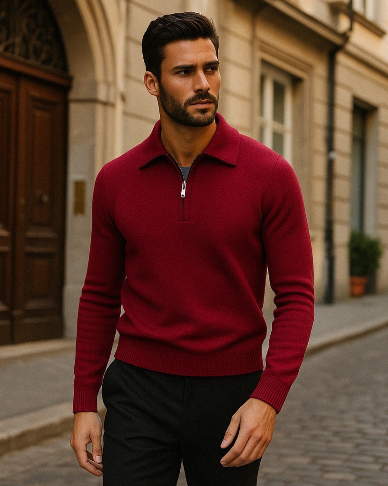 Aurazio Maglione in cashmere con zip da uomo