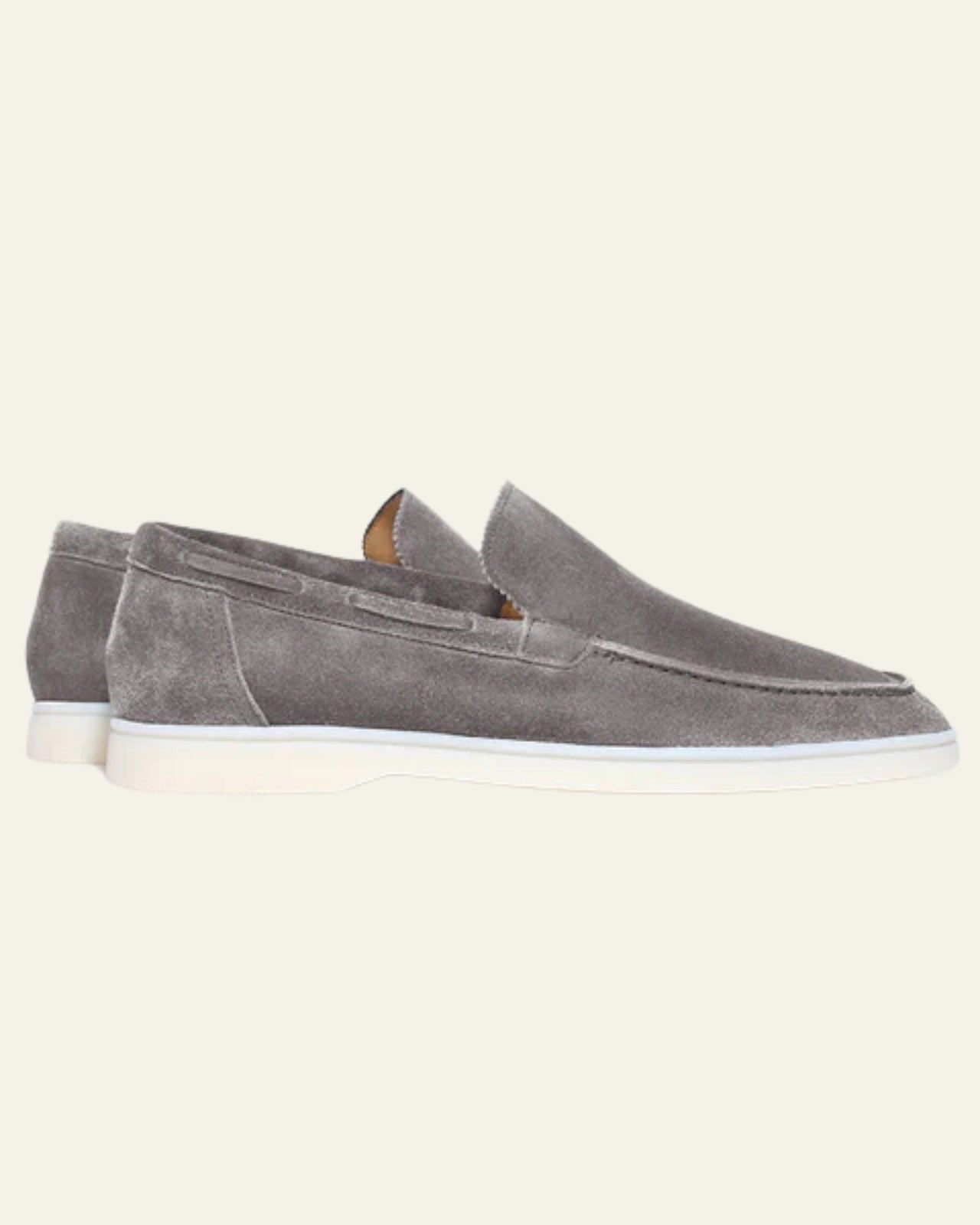 Aurazio Mocassino da barca in suede vegano grigio chiaro da uomo