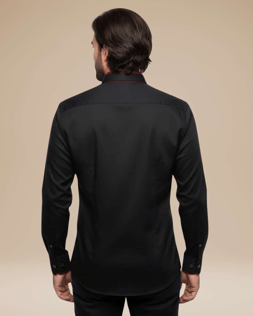 Aurazio Camicia Elegante Uomo Dettagli A Contrasto Colletto