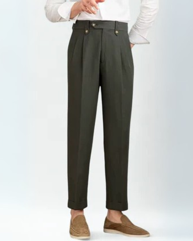 Aurazio Pantaloni a pieghe in lino da uomo