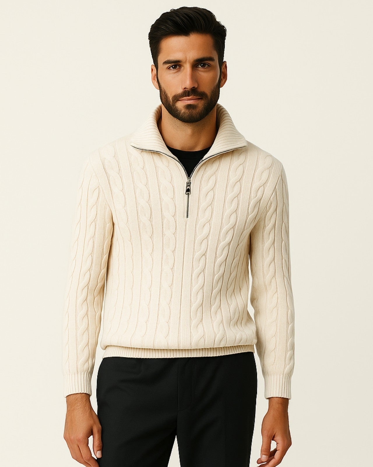 Aurazio Maglione lavorato a maglia con zip da uomo