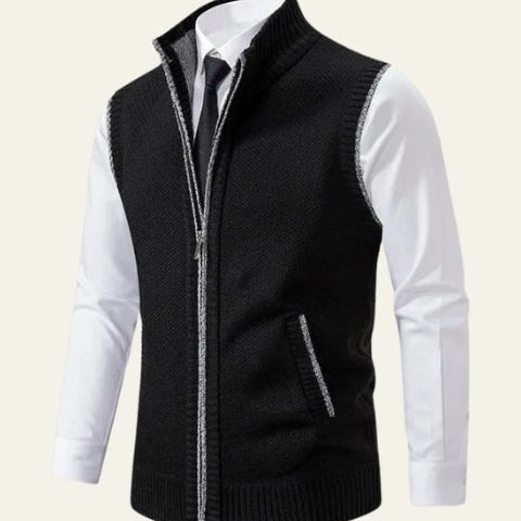 Aurazio Gilet di lana con zip da uomo elegante