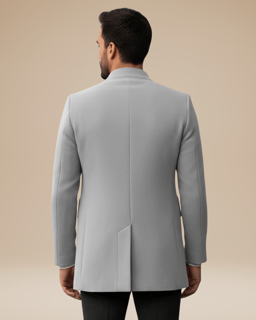 Cappotto Uomo Collo Coreano Affusolato Chiusura Nascosta